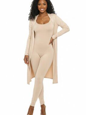 2pc Cardigan Set w/Muscle Tank Jumpsuit
